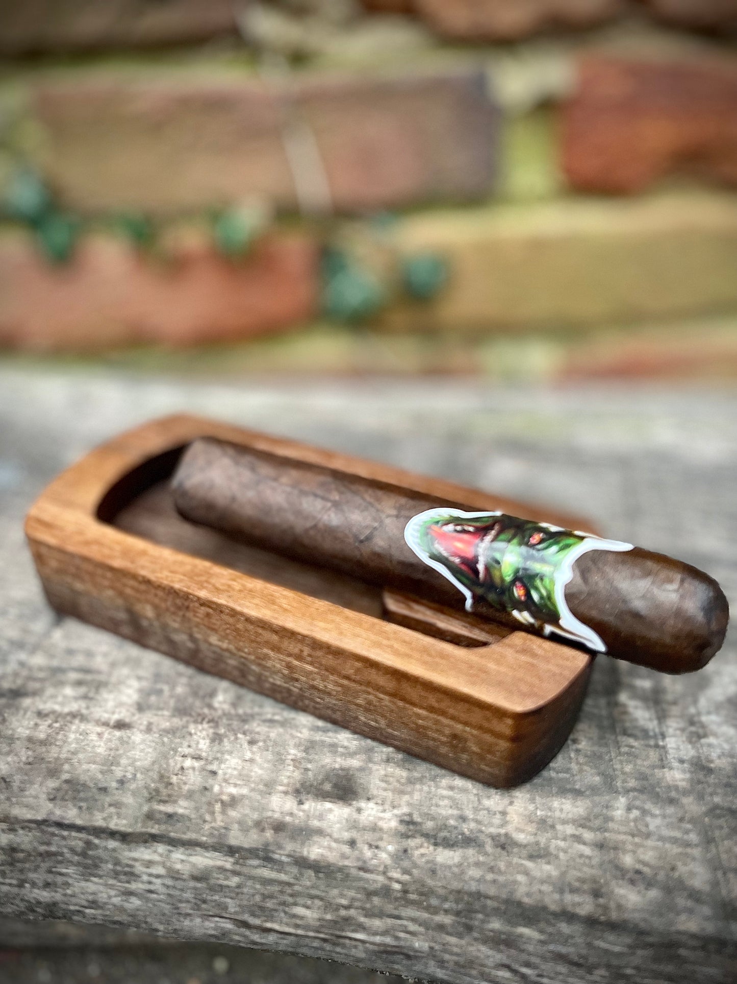 Cigar tray - rounded rectangle single - black walnut