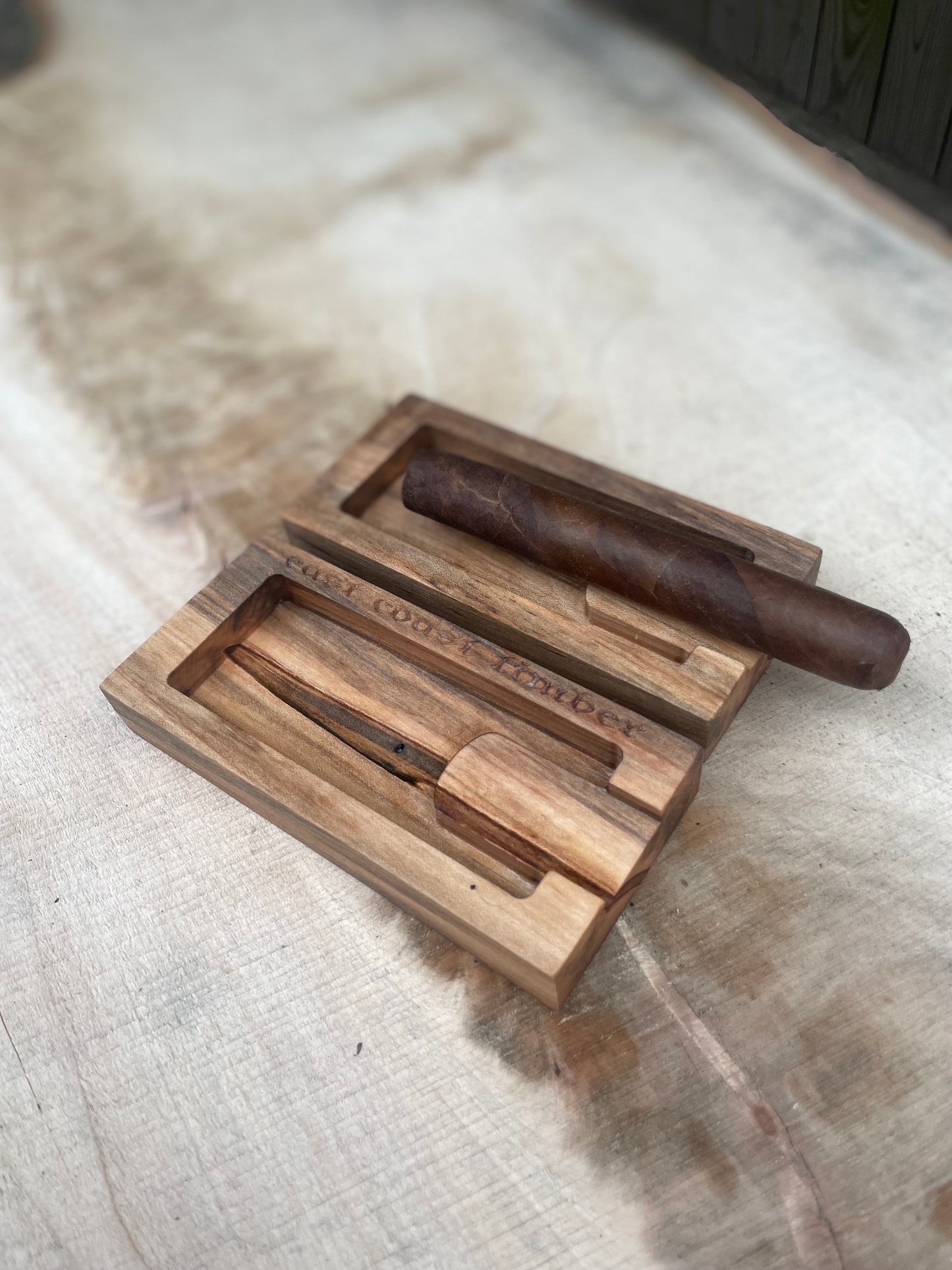 Cigar tray - rectangle single stick - beech- 2 trays.