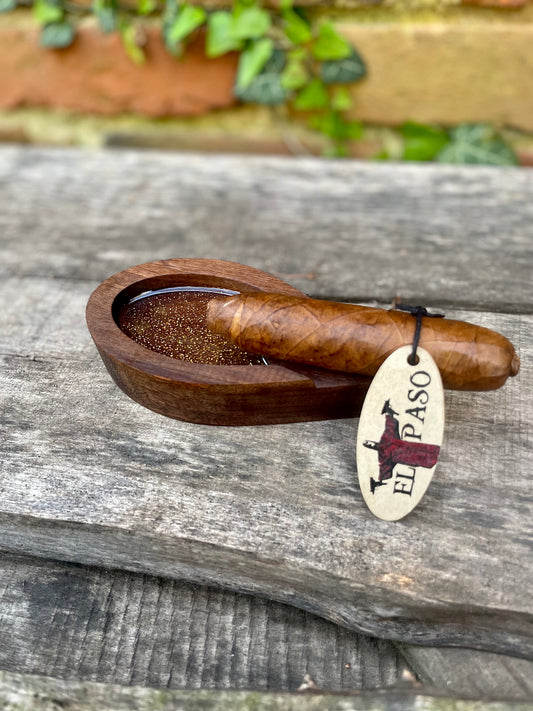 Cigar tray - Teardrop single - black walnut