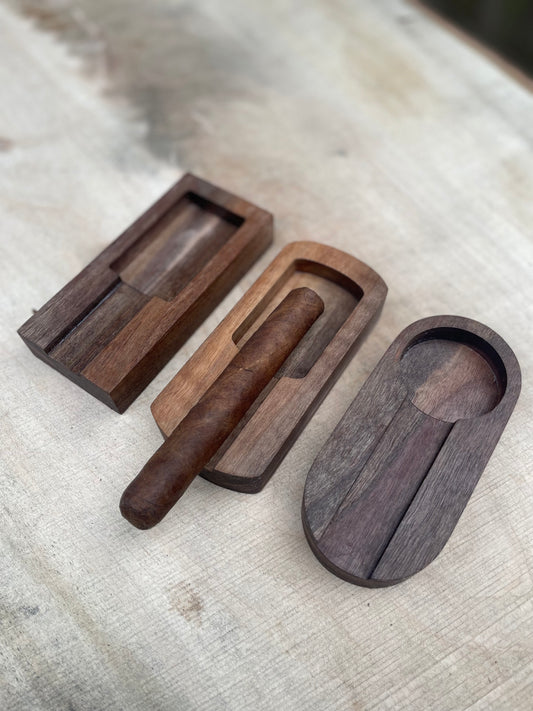 Cigar tray set - black walnut